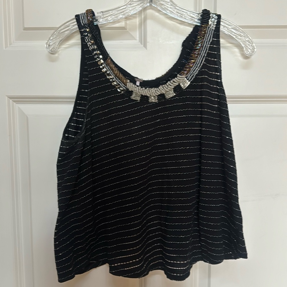 Free People tank black small with beads